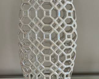 Opalescent Lattice Vase. Measures 18" H.