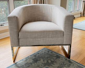 Walter E. Smithe Upholstered Grey Tub Chair with Chrome Frame - ONLY ONE. Measures 31" W x 32" D x 29" H. Photo 1 of 4.