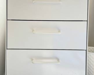 Container Store White Metal Lockable File Cabinet.