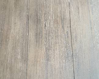 Pottery Barn Weathered Wood Pedestal Dining Table. Measures 48" D x 31" H with 26" Clearance. Photo 3 of 4.