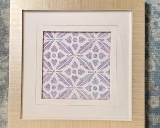 Set of 4 Neiman Marcus-Sourced Lattice Prints in Mother of Pearl Frames. Measures 18" x 18." Photo 2 of 4.