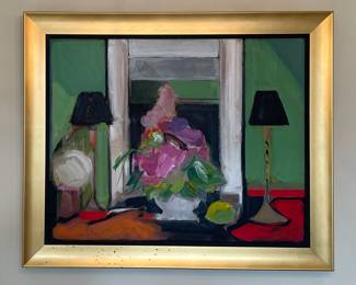 Mimi La Plant Acrylic Still Life Painting. Measures 39.5" x 24" ; 36" x 29" Including Frame.