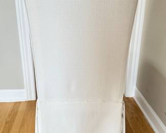 Pair of Custom Parsons-Style Skirted Dining Chairs with Nailhead Trim on Casters. Each Measures 21" W x 26" D x 40" H with 19" Seat Height. Photo 4 of 7.