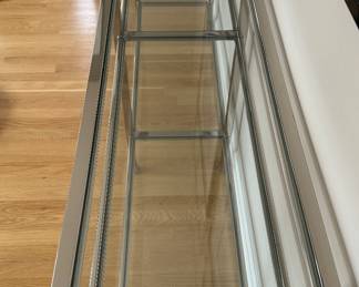 Pottery Barn Chrome and Glass Console With Three Shelves. Measures 65" W x 14" D x 30.5" H. Photo 2 of 3.