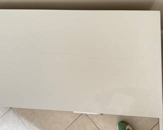 White Lacquered Bench / Credenza / Media Cabinet. Measures 78" W x 20" D x 20" H. Photo 2 of 3.