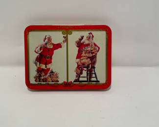 Metal tin Coca Cola Santa Claus nostalgia playing cards set of 2 -$5