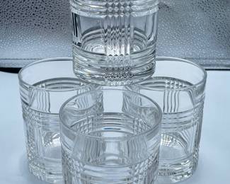 #202, VTG Ralph Lauren Crystal Glen Plaid Old Fashioned Glasses , set of 4-$150