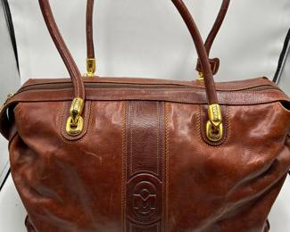 Marino Orlandi Italian leather Cognac Large Tote  Shoulder Bag Satchel Elegant