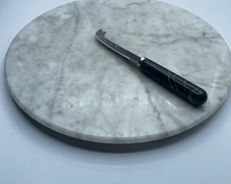 #265 Marble Lazy Susan set w x knife