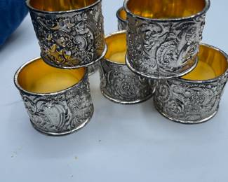 #276 Vintage Silver Plated Candle Rings with Cherub Design (set of 8) detail pic