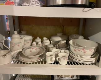 Royal Doulton Fresh Flowers China set -$220 incudes 2 casserole dishes, salt&pepper shaker, sugar bowl, creamer, salad bowl, coffee  pot, gravy boat, 8 dinner plates, 8 soup bowls, 7 cereal bowls, serving bowl, serving platter, 2 salad plates, 8 cups, 7saucers 