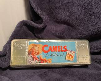 Vtg Camel tobacco cigarettes metal tin box $22