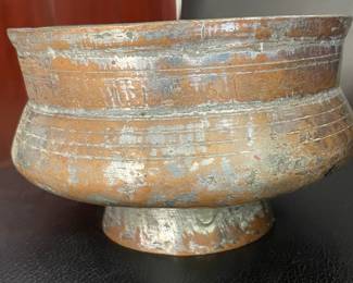 19th century Inscribed Turkish brass bowl, signed and dated