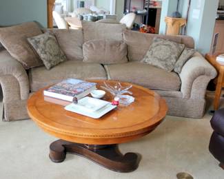 Hickory White Curved Sofa, Hickory White “Genesis” Biedermeier Style Coffee Table