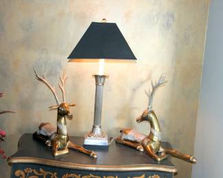 Large Brass Stags, Frederick Cooper Lamp