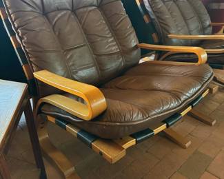 Mid-century Scandinavian bentwood leather chairs (2)