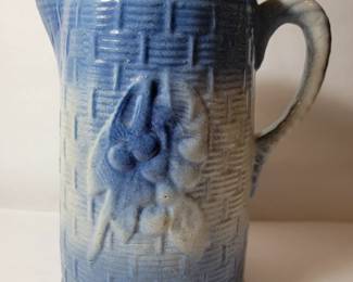 Antique Blue & White Stoneware Pitcher