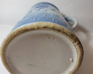 Antique Blue & White Stoneware Pitcher
