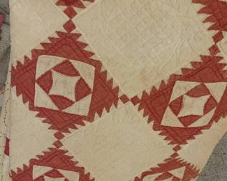 46 antique red white quilt