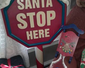 Outdoor Light-Up Santa Stop Here Sign