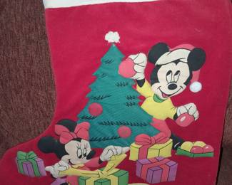 Vintage Disney Minnie & Mickey Mouse Christmas Stocking