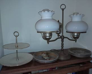 Milk Glass Dual Shade Lamp