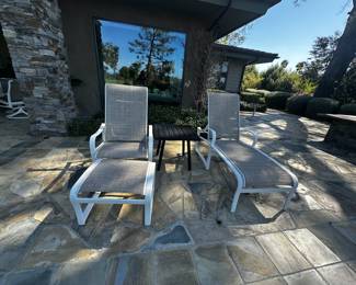 Tropitone Sling chaise and chair and ottoman