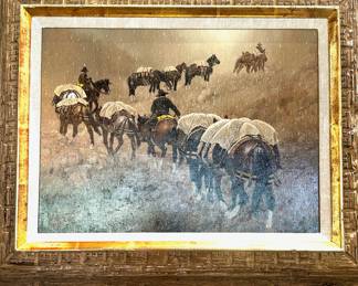 George D Smith Rainy Pack Train. 12x16