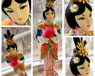 Regal. 15" Vintage Asian doll with fabric face in ceremonial attire.  
$25.00