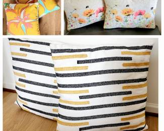L to R:
*Set of 2 floral inspired reversible accent pillows (16 x 16)  $10 
*Set of 2 oblong floral pillows $10
 (13 x 20)
*Striped 18 x 18 decorative pillows
2 for $15