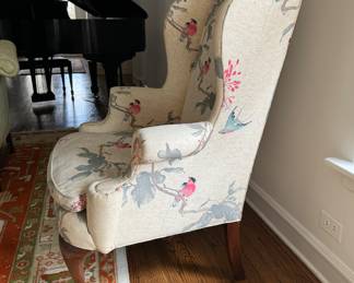 Vintage Baker Furniture Queen Anne Floral Upholstered Wing Back Chair. Photo 2 of 3. 