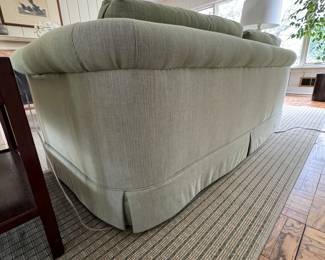 Curved Back Green Upholstered Sofa with Down-Filled Cushions. Photo 2 of 3. 