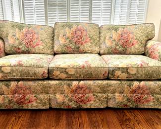 Three-Seat Sofa Upholstered in Claude Monet Style Fabric. 