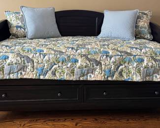 Ballard Designs Daybed with Two In-Frame Storage Drawers. Comes with Quilted Coverlet and Two Matching Pillows. Photo 1 of 3. 