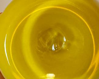 Vintage Hand-Blown Fluted Rim Yellow Bowl. Photo 3 of 3.