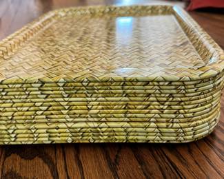 Metal Faux Woven Natural Fiber Trays. Photo 1 of 2. 