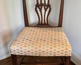 Set of 8 Vintage Chippendale Style Dining Chairs Upholstered in Two Different Complimentary Fabrics. Photo 1 of 4. 