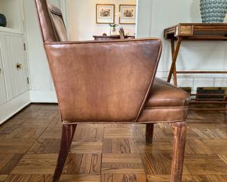 Set of 4 Vintage Leather Upholstered Chairs with Wood Frames. Photo 2 of 3. 