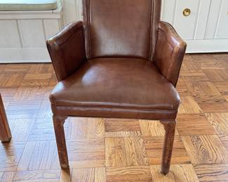 Set of 4 Vintage Leather Upholstered Chairs with Wood Frames. Photo 1 of 3. 