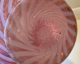 Vintage Hand-Blown Pink Pitcher with Fluted Rim. Photo 2 of 2. 