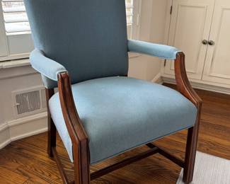 Blue Upholstered Baker Furniture Arm / Occasional Chair. Photo 2 of 2. 