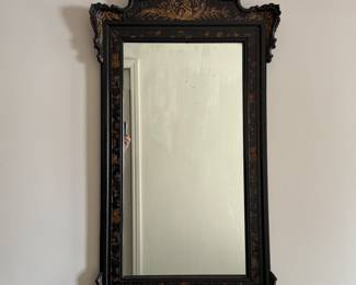 Antique Ebonized Wood Mirror With Gilt Cartouche. Photo 1 of 4. 