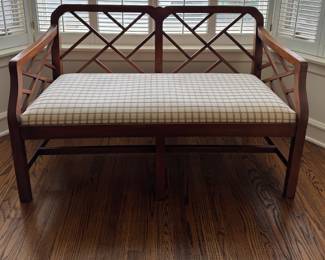 Chinese Chippendale Bench with Upholstered Seat. Photo 1 of 2. 