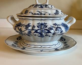 Blue Danube Lidded Tureen & Under Plate. Photo 1 of 2.