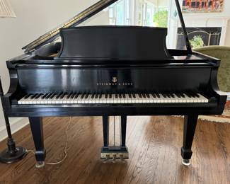 Steinway & Sons Grand Model L Ebony Piano. Serial Number 385937. Photo 1 of 9.