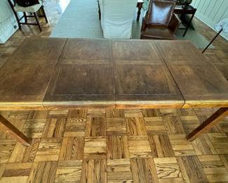Vintage Campaign Extension Dining Table. Measures 70" x 34" W with Two 18" Leaves. Makes An Excellent Desk / Game Table / Dining Table. Photo 2 of 4. 