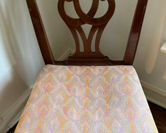 Set of 8 Vintage Chippendale Style Dining Chairs Upholstered in Two Different Complimentary Fabrics. Photo 4 of 4. 