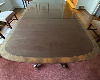 Vintage Georgian Satinwood Banded Mahogany Extension Dining Table. Comes With Pads. Photo 1 of 4. 