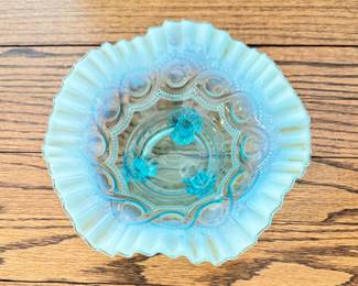Depression Glass Blue Fluted Rim Bowl. Photo 2 of 2. 
