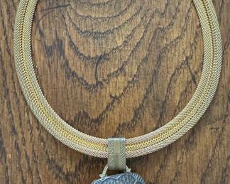 Mesh Chain Necklace with Jade Enhancer. Photo 2 of 2. 